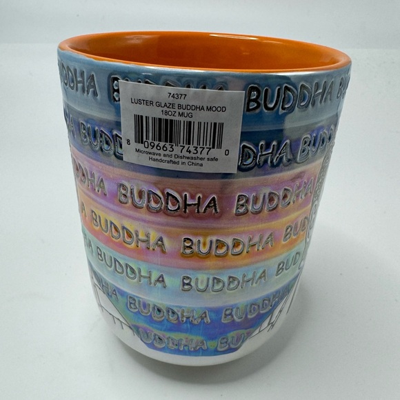 NWT Spectrum Design Buddha Coffee Mug Ceramic Cup Boho Multicolor Iridescent - Picture 3 of 8